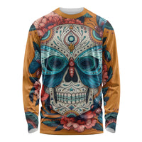 Day of Dead Skull Long Sleeve Shirt Sugar Skull Butterfly - Wonder Print Shop