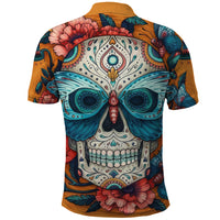 Day of Dead Skull Polo Shirt Sugar Skull Butterfly - Wonder Print Shop