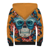 Day of Dead Skull Sherpa Hoodie Sugar Skull Butterfly - Wonder Print Shop
