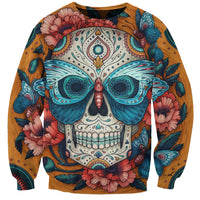 Day of Dead Skull Sweatshirt Sugar Skull Butterfly - Wonder Print Shop