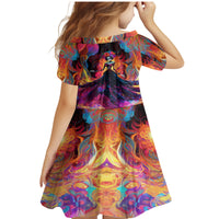 Day of Dead Lady Family Matching Mermaid Dress and Hawaiian Shirt Sugar Skull Flame Lady - Wonder Print Shop