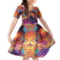 Day of Dead Lady Family Matching Off Shoulder Maxi Dress and Hawaiian Shirt Sugar Skull Flame Lady - Wonder Print Shop