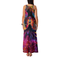 Day of Dead Lady Family Matching Tank Maxi Dress and Hawaiian Shirt Sugar Skull Flame Lady - Wonder Print Shop