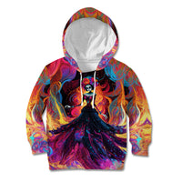 Day of Dead Lady Kid Hoodie Sugar Skull Flame Lady - Wonder Print Shop