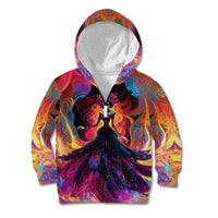 Day of Dead Lady Kid Hoodie Sugar Skull Flame Lady - Wonder Print Shop
