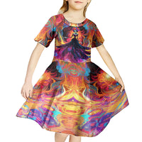Day of Dead Lady Kid Short Sleeve Dress Sugar Skull Flame Lady - Wonder Print Shop