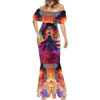 Day of Dead Lady Mermaid Dress Sugar Skull Flame Lady - Wonder Print Shop