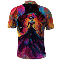 Day of Dead Lady Polo Shirt Sugar Skull Flame Lady - Wonder Print Shop