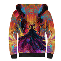 Day of Dead Lady Sherpa Hoodie Sugar Skull Flame Lady - Wonder Print Shop