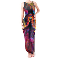 Day of Dead Lady Tank Maxi Dress Sugar Skull Flame Lady - Wonder Print Shop