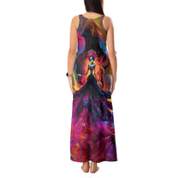 Day of Dead Lady Tank Maxi Dress Sugar Skull Flame Lady - Wonder Print Shop