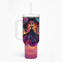 Day of Dead Lady Tumbler With Handle Sugar Skull Flame Lady - Wonder Print Shop