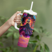 Day of Dead Lady Tumbler With Handle Sugar Skull Flame Lady - Wonder Print Shop