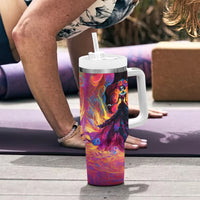 Day of Dead Lady Tumbler With Handle Sugar Skull Flame Lady - Wonder Print Shop