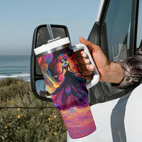 Day of Dead Lady Tumbler With Handle Sugar Skull Flame Lady - Wonder Print Shop