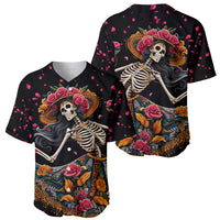 Day of Dead Lady Baseball Jersey Sugar Skull Lady Dancing - Wonder Print Shop