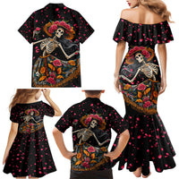 Day of Dead Lady Family Matching Mermaid Dress and Hawaiian Shirt Sugar Skull Lady Dancing - Wonder Print Shop