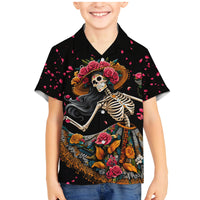 Day of Dead Lady Family Matching Mermaid Dress and Hawaiian Shirt Sugar Skull Lady Dancing - Wonder Print Shop