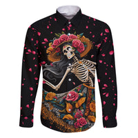 Day of Dead Lady Family Matching Puletasi Dress and Hawaiian Shirt Sugar Skull Lady Dancing - Wonder Print Shop