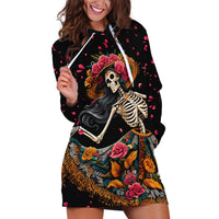 Day of Dead Lady Hoodie Dress Sugar Skull Lady Dancing - Wonder Print Shop