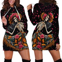 Day of Dead Lady Hoodie Dress Sugar Skull Lady Dancing - Wonder Print Shop