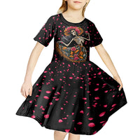 Day of Dead Lady Kid Short Sleeve Dress Sugar Skull Lady Dancing - Wonder Print Shop