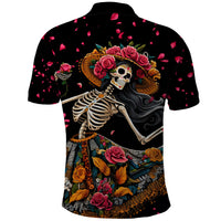 Day of Dead Lady Polo Shirt Sugar Skull Lady Dancing - Wonder Print Shop