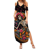 Day of Dead Lady Summer Maxi Dress Sugar Skull Lady Dancing - Wonder Print Shop