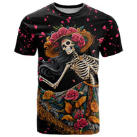 Day of Dead Lady T Shirt Sugar Skull Lady Dancing - Wonder Print Shop