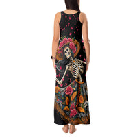 Day of Dead Lady Tank Maxi Dress Sugar Skull Lady Dancing - Wonder Print Shop