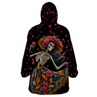Day of Dead Lady Wearable Blanket Hoodie Sugar Skull Lady Dancing - Wonder Print Shop