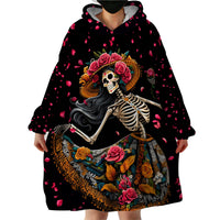 Day of Dead Lady Wearable Blanket Hoodie Sugar Skull Lady Dancing - Wonder Print Shop