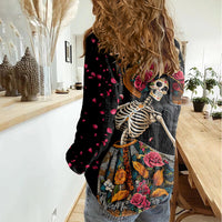 Day of Dead Lady Women Casual Shirt Sugar Skull Lady Dancing - Wonder Print Shop