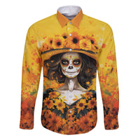 Day of Dead Lady Family Matching Mermaid Dress and Hawaiian Shirt Sugar Skull Lady Sunflower - Wonder Print Shop