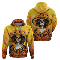 Day of Dead Lady Hoodie Sugar Skull Lady Sunflower - Wonder Print Shop
