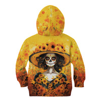 Day of Dead Lady Kid Hoodie Sugar Skull Lady Sunflower - Wonder Print Shop