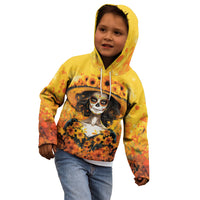 Day of Dead Lady Kid Hoodie Sugar Skull Lady Sunflower - Wonder Print Shop