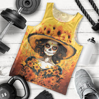 Day of Dead Lady Men Tank Top Sugar Skull Lady Sunflower - Wonder Print Shop