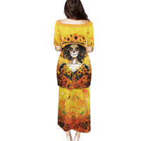 Day of Dead Lady Puletasi Sugar Skull Lady Sunflower - Wonder Print Shop