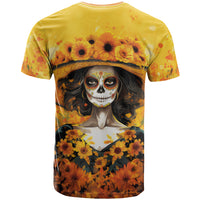Day of Dead Lady T Shirt Sugar Skull Lady Sunflower - Wonder Print Shop