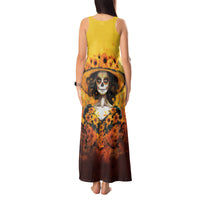 Day of Dead Lady Tank Maxi Dress Sugar Skull Lady Sunflower - Wonder Print Shop