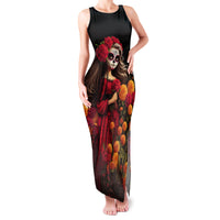 Day of Dead Girl Family Matching Tank Maxi Dress and Hawaiian Shirt Sugar Skull Girl Rose And Marigold - Wonder Print Shop