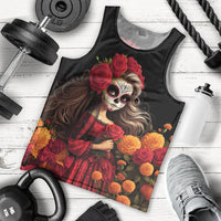 Day of Dead Girl Men Tank Top Sugar Skull Girl Rose And Marigold - Wonder Print Shop