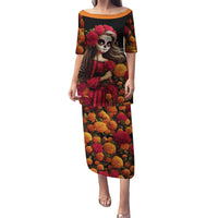 Day of Dead Girl Puletasi Sugar Skull Girl Rose And Marigold - Wonder Print Shop