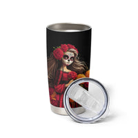 Day of Dead Girl Tumbler Cup Sugar Skull Girl Rose And Marigold - Wonder Print Shop