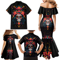 Day of Dead Skull Family Matching Mermaid Dress and Hawaiian Shirt Sugar Skull Festival Lady - Wonder Print Shop