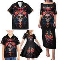 Day of Dead Skull Family Matching Puletasi Dress and Hawaiian Shirt Sugar Skull Festival Lady - Wonder Print Shop