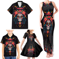 Day of Dead Skull Family Matching Tank Maxi Dress and Hawaiian Shirt Sugar Skull Festival Lady - Wonder Print Shop