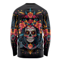Day of Dead Skull Long Sleeve Shirt Sugar Skull Festival Lady - Wonder Print Shop