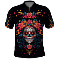 Day of Dead Skull Polo Shirt Sugar Skull Festival Lady - Wonder Print Shop